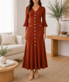 Ladies Rust Long Jersey Dress - StylePhase SA
