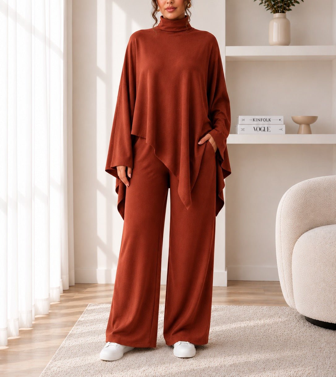 Ladies Rust New Feeling Wide Leg Two-Piece Set - StylePhase SA