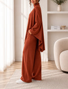 Ladies Rust New Feeling Wide Leg Two-Piece Set - StylePhase SA