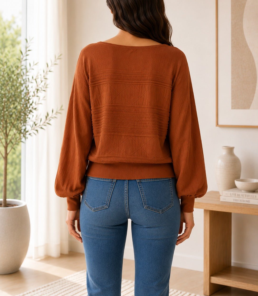 Ladies Rust Peplum Jersey - StylePhase SA