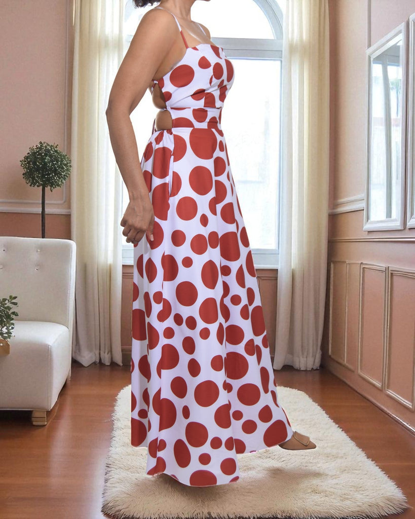 Ladies Rust Polka Dot Pocket Dress - StylePhase SA