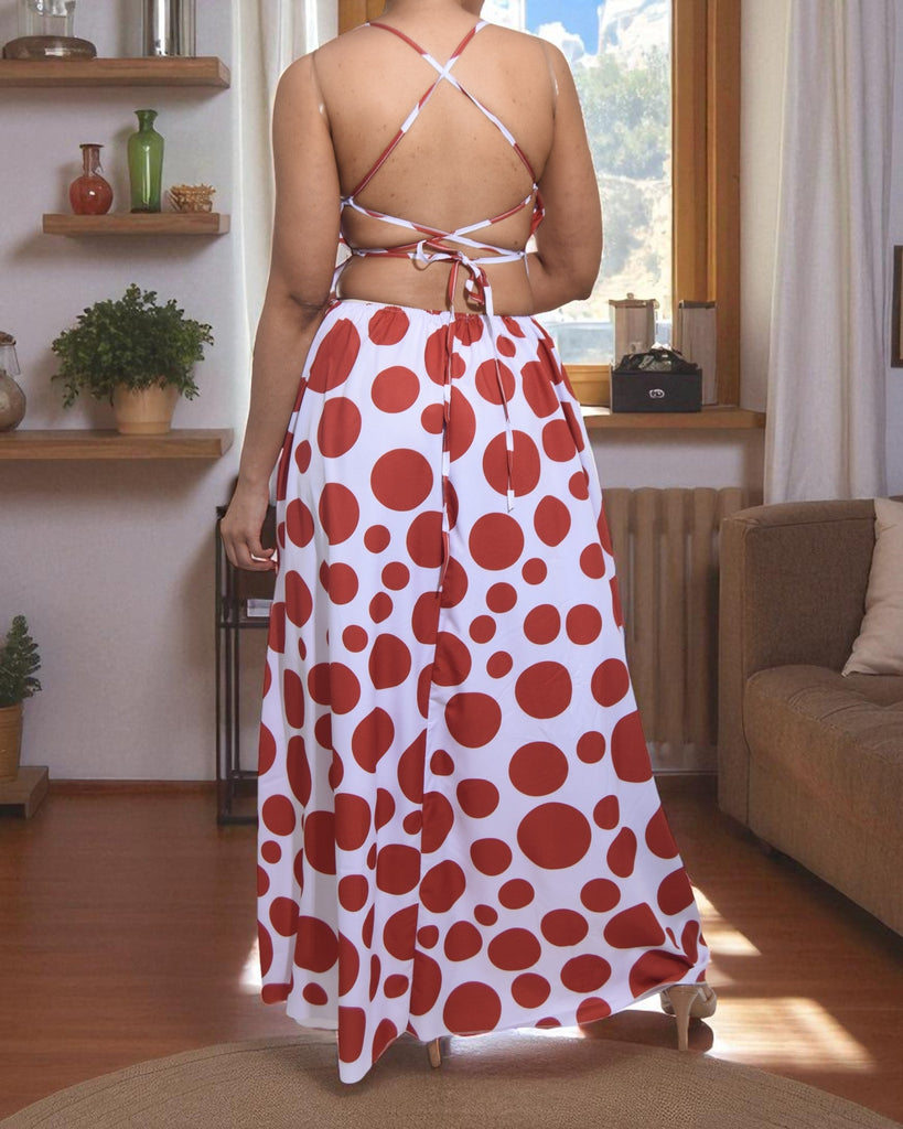 Ladies Rust Polka Dot Pocket Dress - StylePhase SA