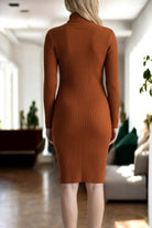 Ladies Rust Polo Neck Jersey Dress Top - StylePhase SA