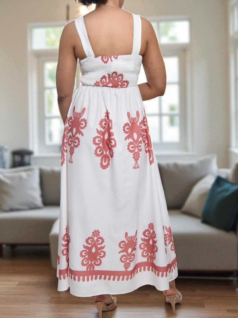 Ladies Rust Printed Front Slit Dress - StylePhase SA