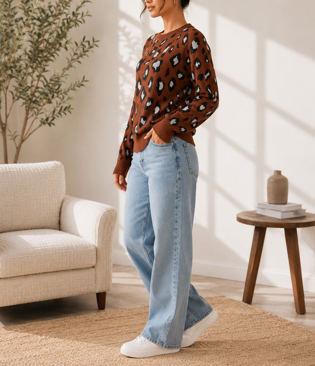 Ladies Rust Printed Sweater - New Feeling - StylePhase SA
