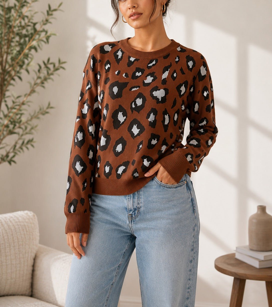 Ladies Rust Printed Sweater - New Feeling - StylePhase SA