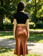 Ladies Rust Satin Skirt - StylePhase SA