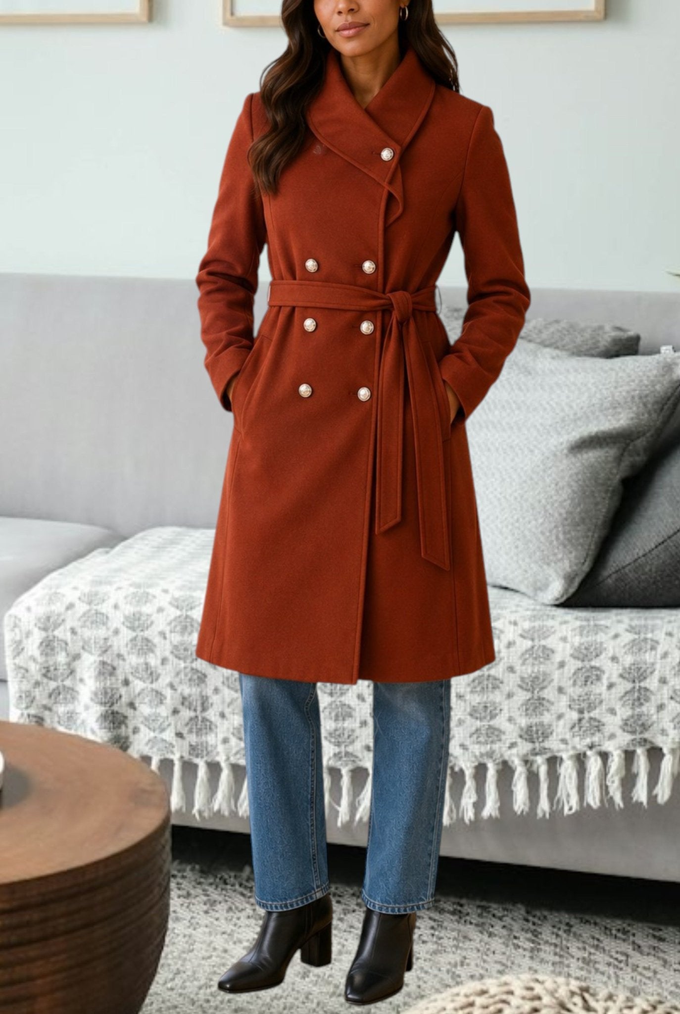 Ladies Rust Side Collar Coat - StylePhase SA