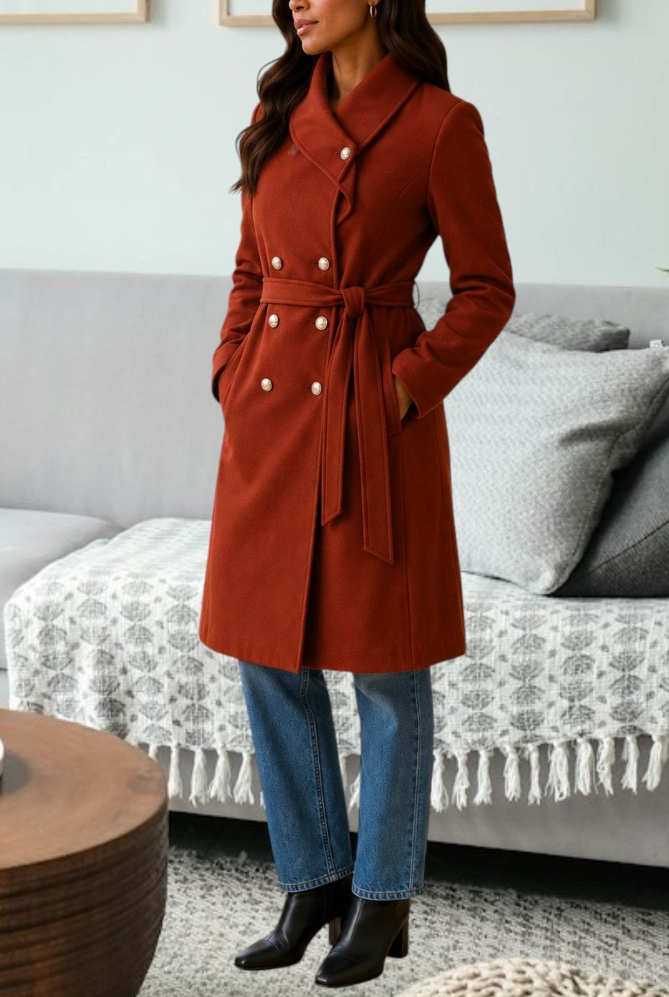 Ladies Rust Side Collar Coat - StylePhase SA