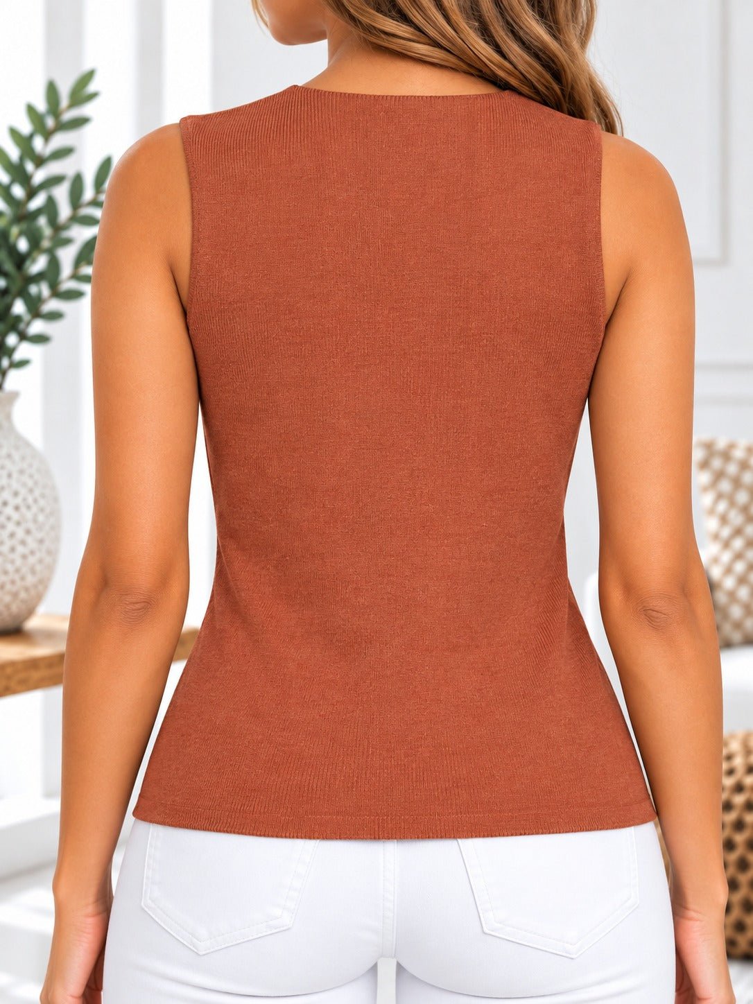 Ladies Rust Sleeveless Jersey Top - StylePhase SA