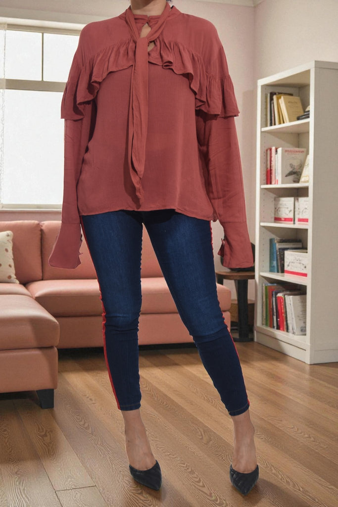 Ladies Rust Tie Front Top - StylePhase SA