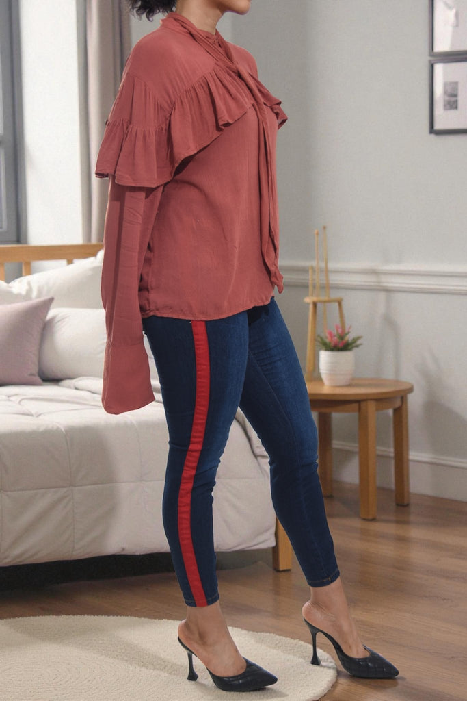 Ladies Rust Tie Front Top - StylePhase SA