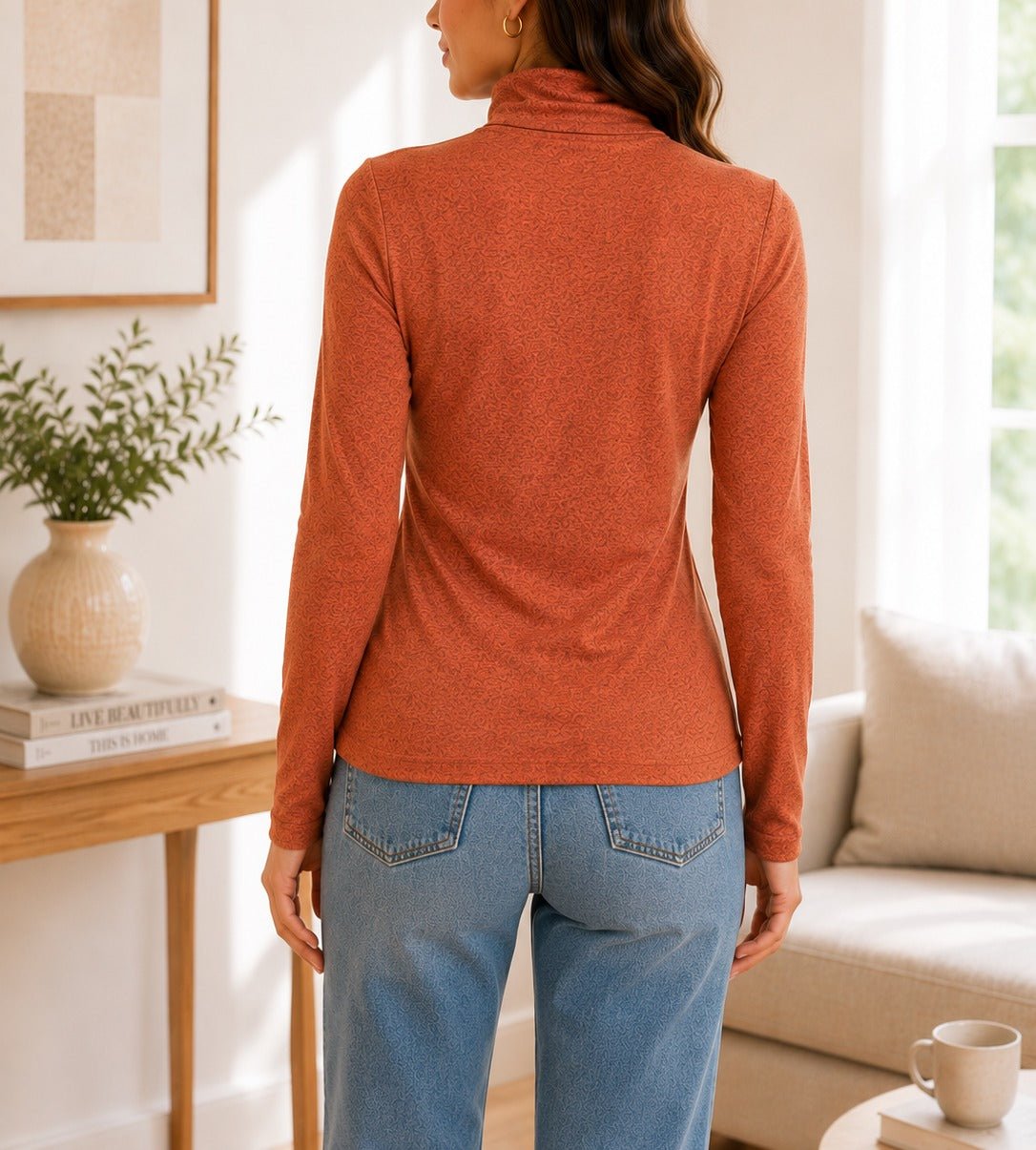 Ladies Rust Turtle Neck Top - StylePhase SA