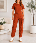 Ladies Rust Zip Back Jumpsuit - StylePhase SA