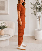 Ladies Rust Zip Back Jumpsuit - StylePhase SA