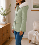 Ladies Sage Detachable Fur Hoody Jacket - StylePhase SA