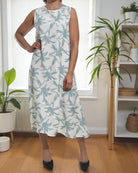 Ladies Sage Flower Midi Sleeveless Dress - StylePhase SA