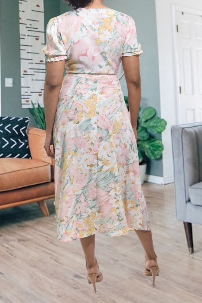 Ladies Sage Flower Wrap Dress - StylePhase SA