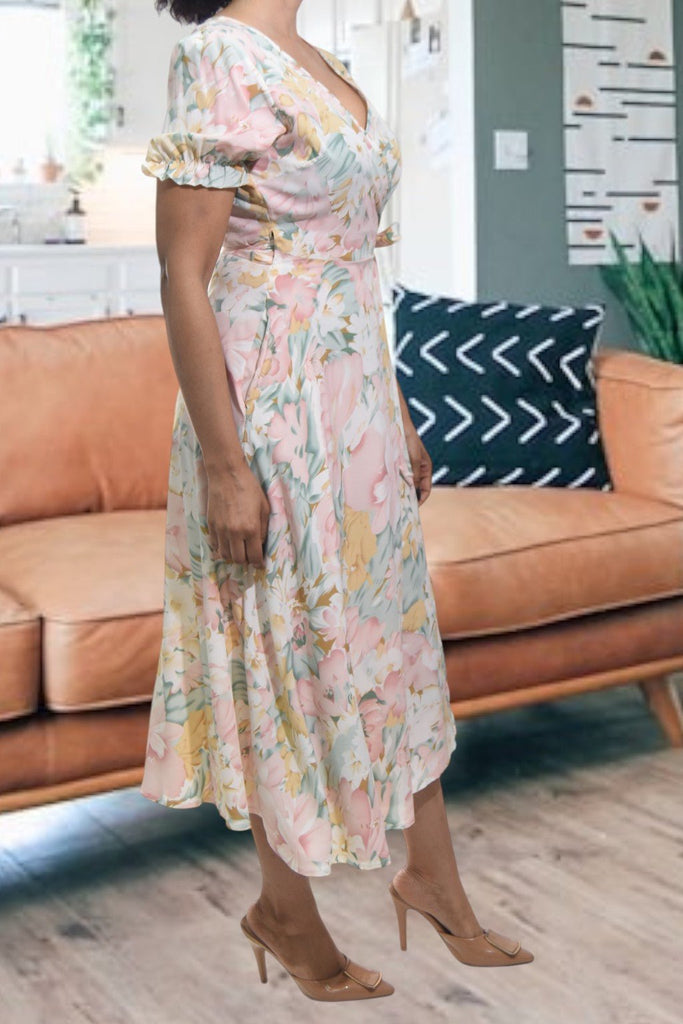 Ladies Sage Flower Wrap Dress - StylePhase SA