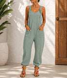 Ladies Sage Green Tie Straps Jumpsuit - StylePhase SA