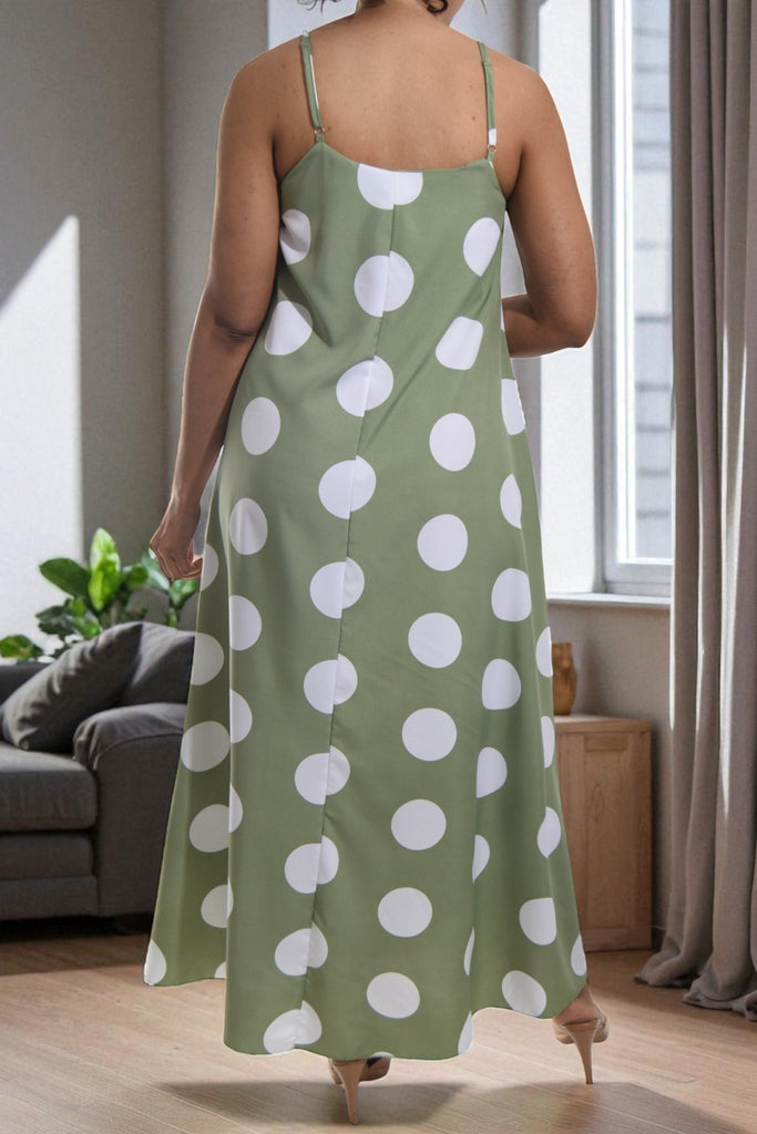 Ladies Sage Polka Dot Maxi Dress - StylePhase SA