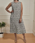 Ladies Sage Printed Crinkle Sleeveless Dress - StylePhase SA