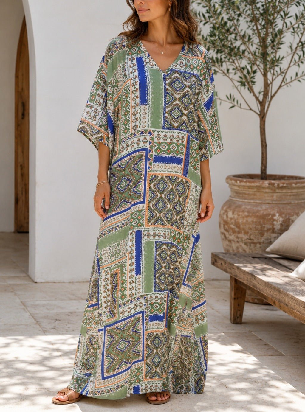 Ladies Sage Printed Free Size Kaftan - StylePhase SA