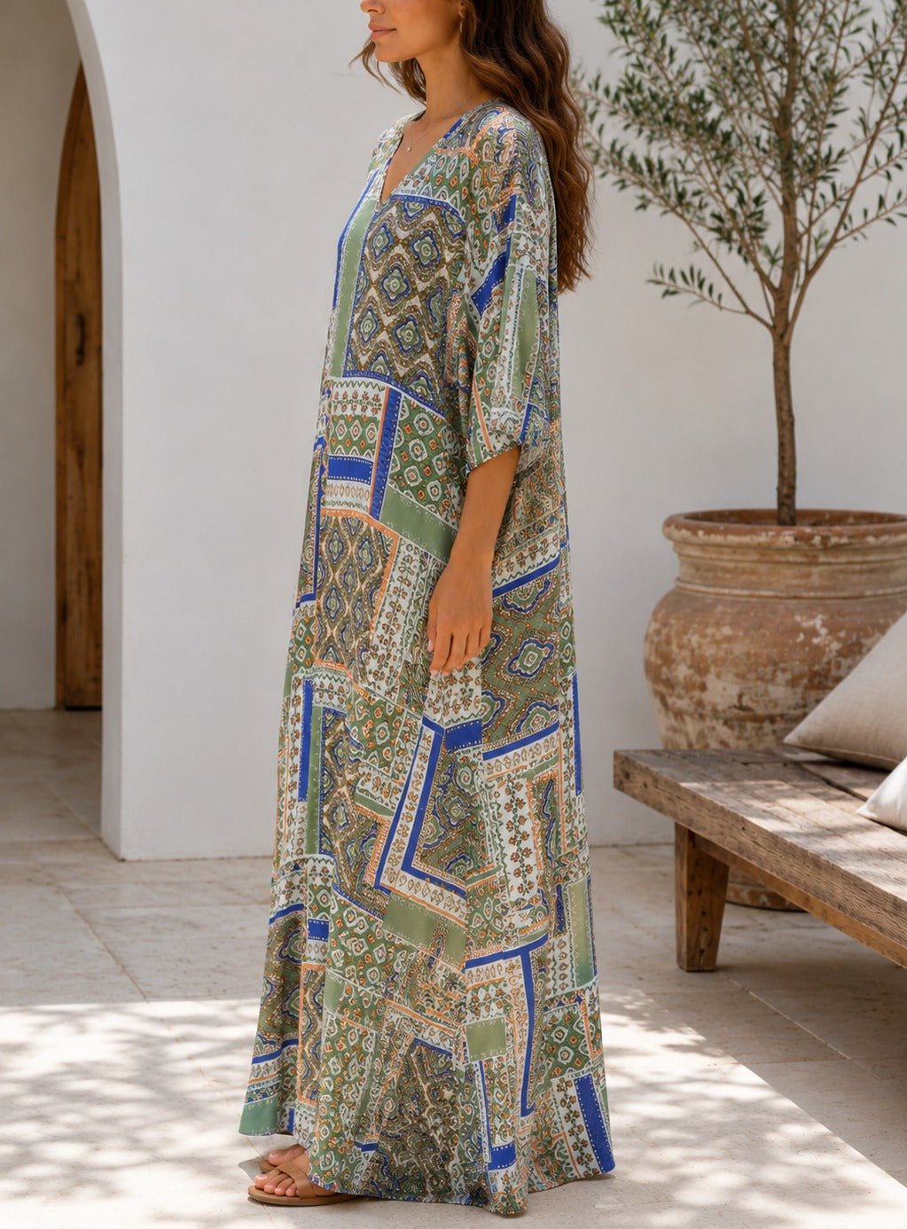Ladies Sage Printed Free Size Kaftan - StylePhase SA