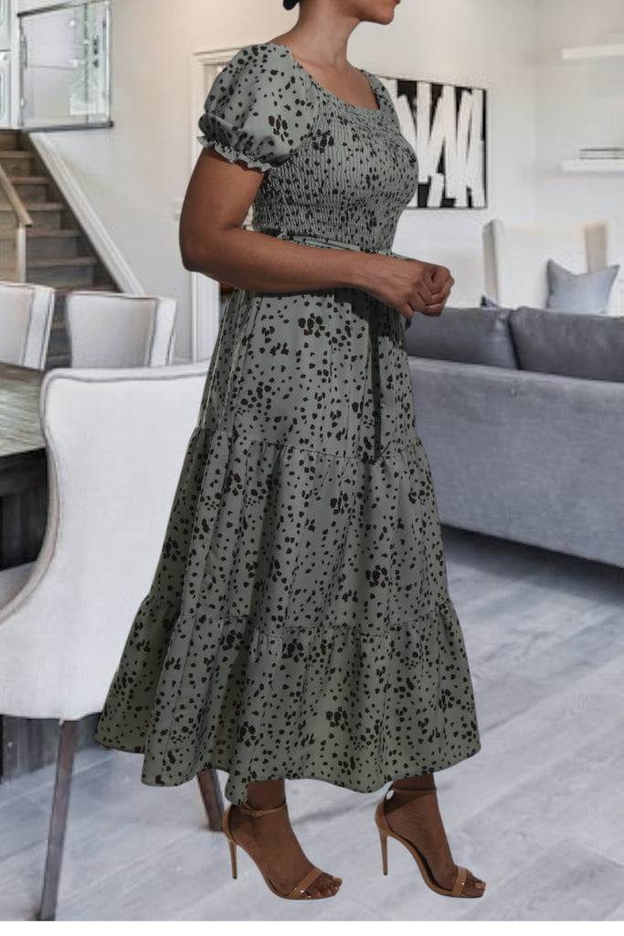 Ladies Sage Printed Pocket Dress - StylePhase SA