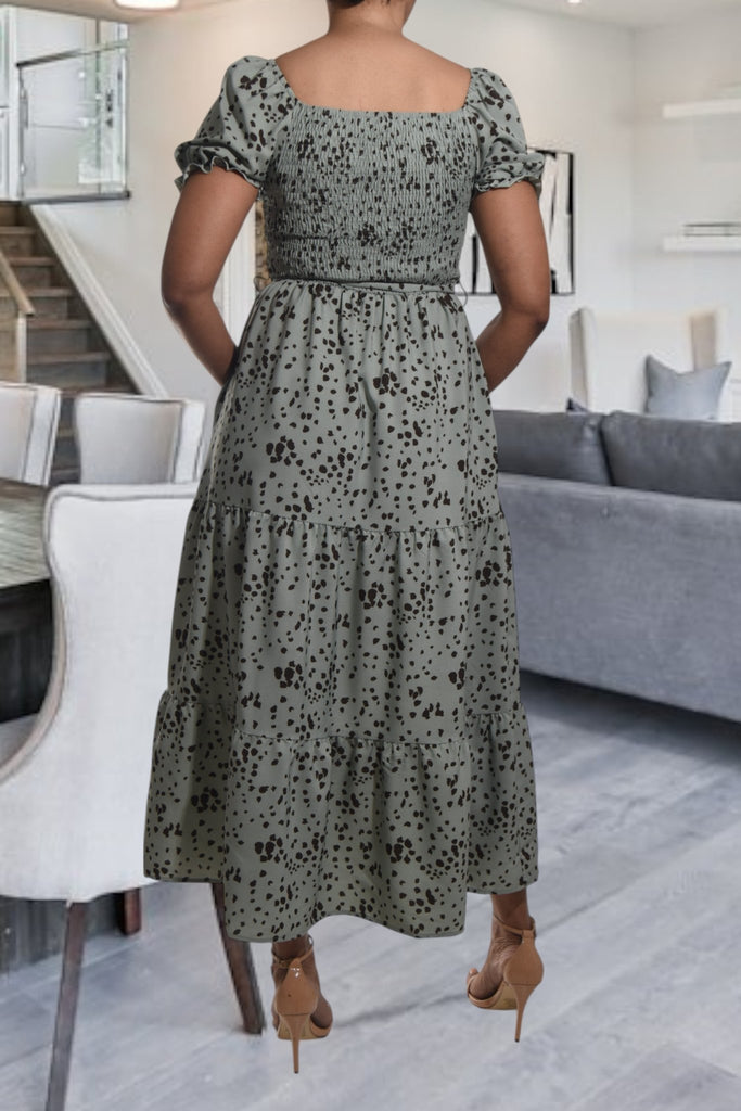 Ladies Sage Printed Pocket Dress - StylePhase SA