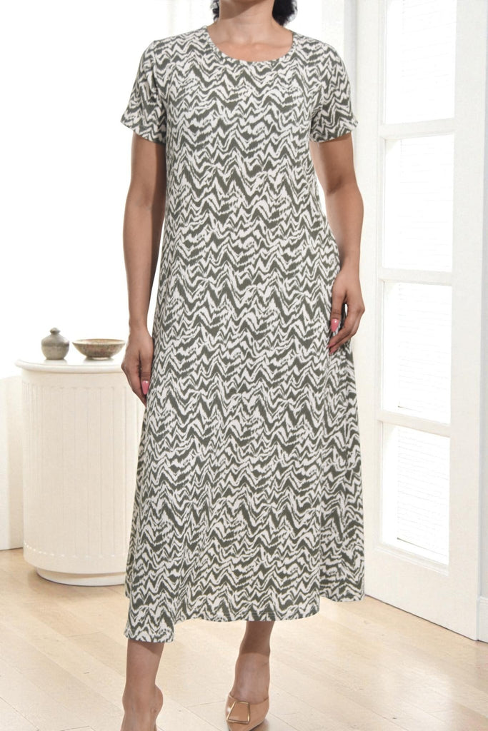 Ladies Sage Printed Short Sleeve Maxi Dress - StylePhase SA