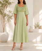 Ladies Sage Textured Floral Detail Dress - StylePhase SA