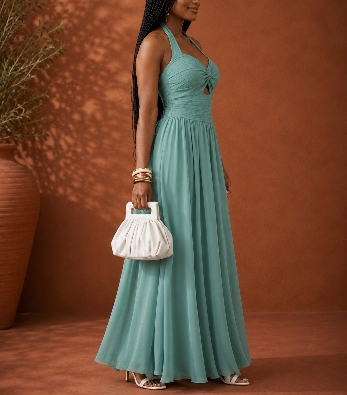 Ladies Sage Tie Criss Cross Pocket Dress - StylePhase SA