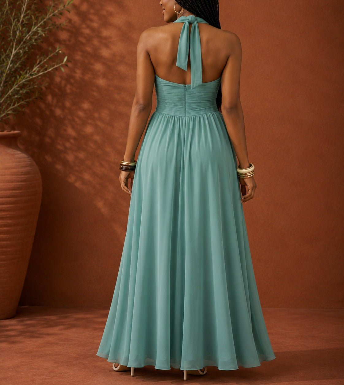 Ladies Sage Tie Criss Cross Pocket Dress - StylePhase SA