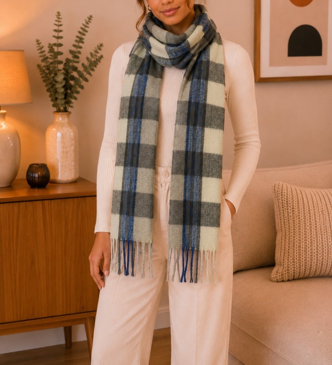 Ladies Sage,Brown Stripe Winter Scarf - StylePhase SA
