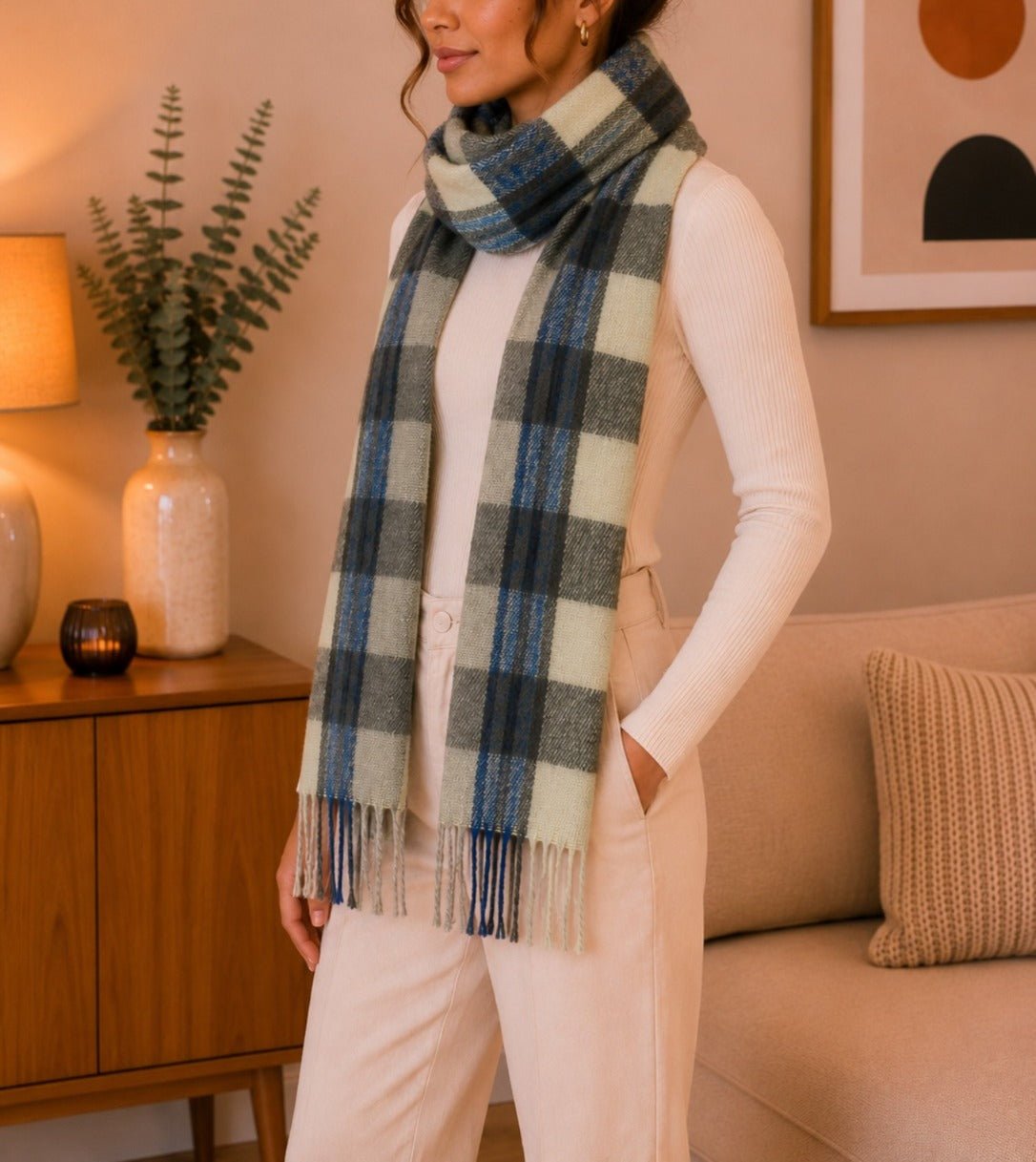 Ladies Sage,Brown Stripe Winter Scarf - StylePhase SA