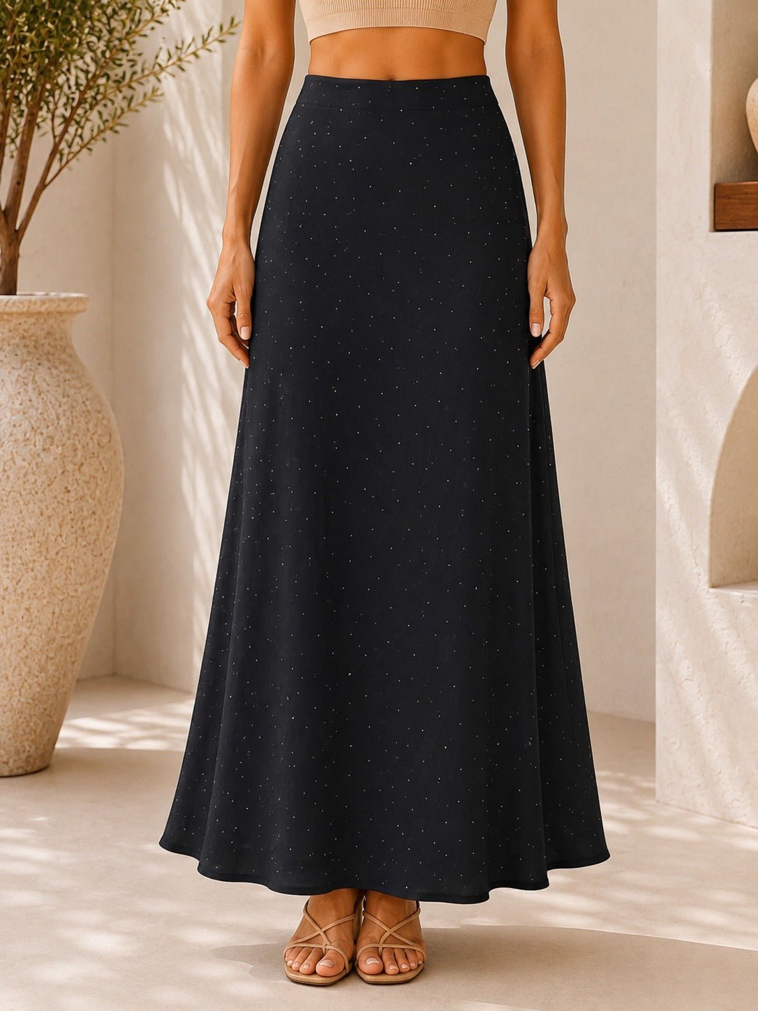 Ladies Satin Embossed Black Skirt- New Feeling - StylePhase SA