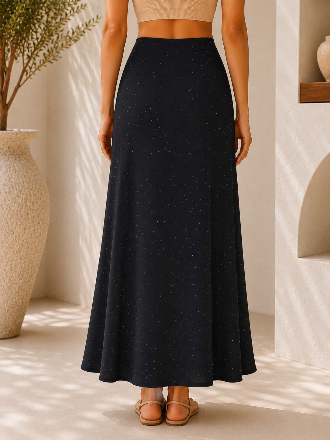 Ladies Satin Embossed Black Skirt- New Feeling - StylePhase SA