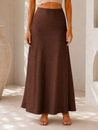 Ladies Satin Embossed Dark Brown Skirt- New Feeling - StylePhase SA