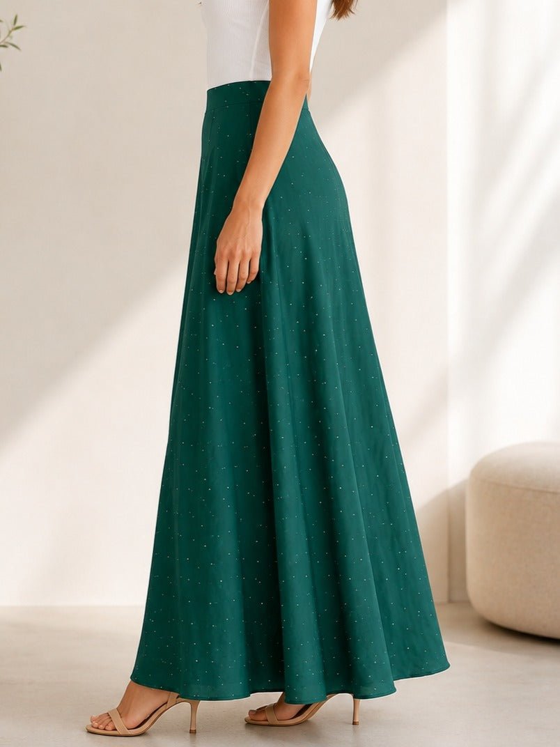 Ladies Satin Embossed Emerald Skirt- New Feeling - StylePhase SA
