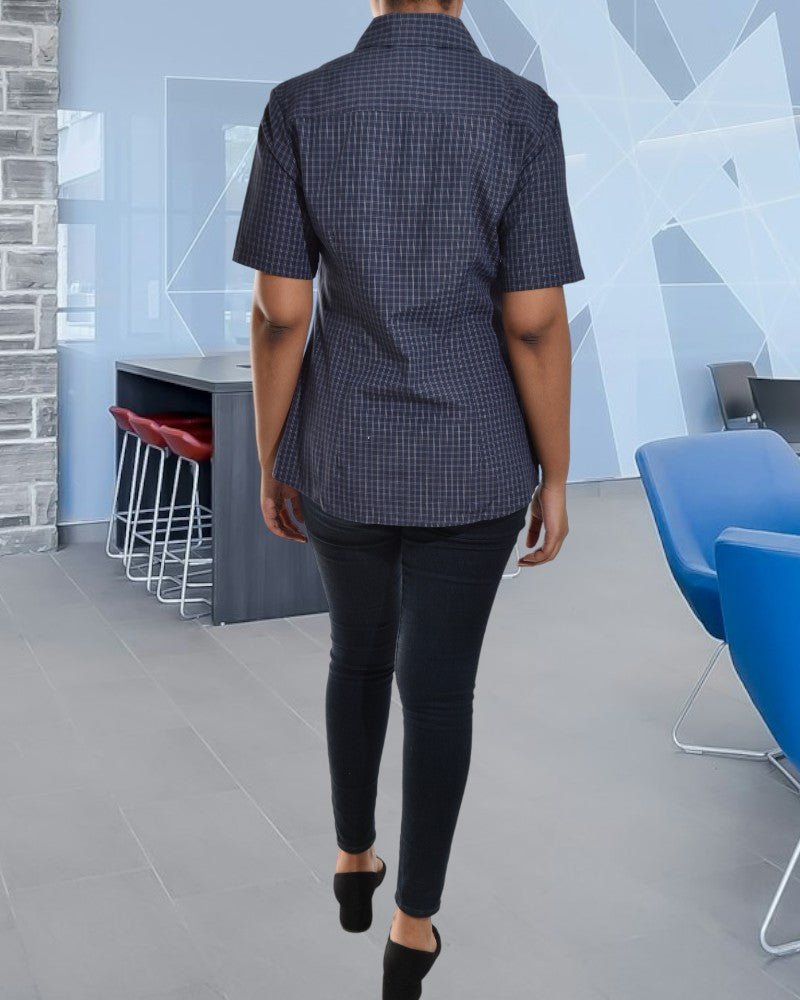 Ladies Short Sleeve Navy Shirt - StylePhase SA