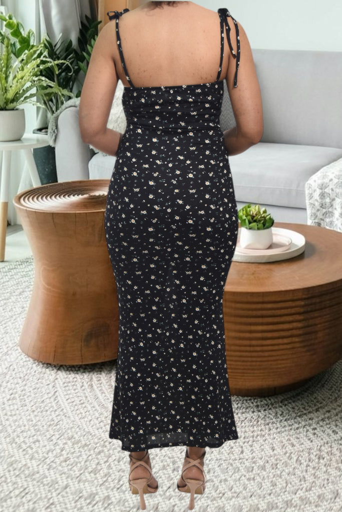 Ladies Shoulder Tie Black Dress - StylePhase SA