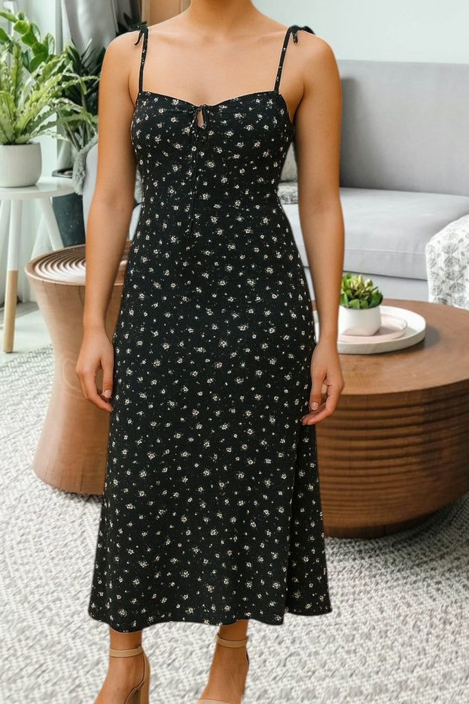 Ladies Shoulder Tie Black Dress - StylePhase SA