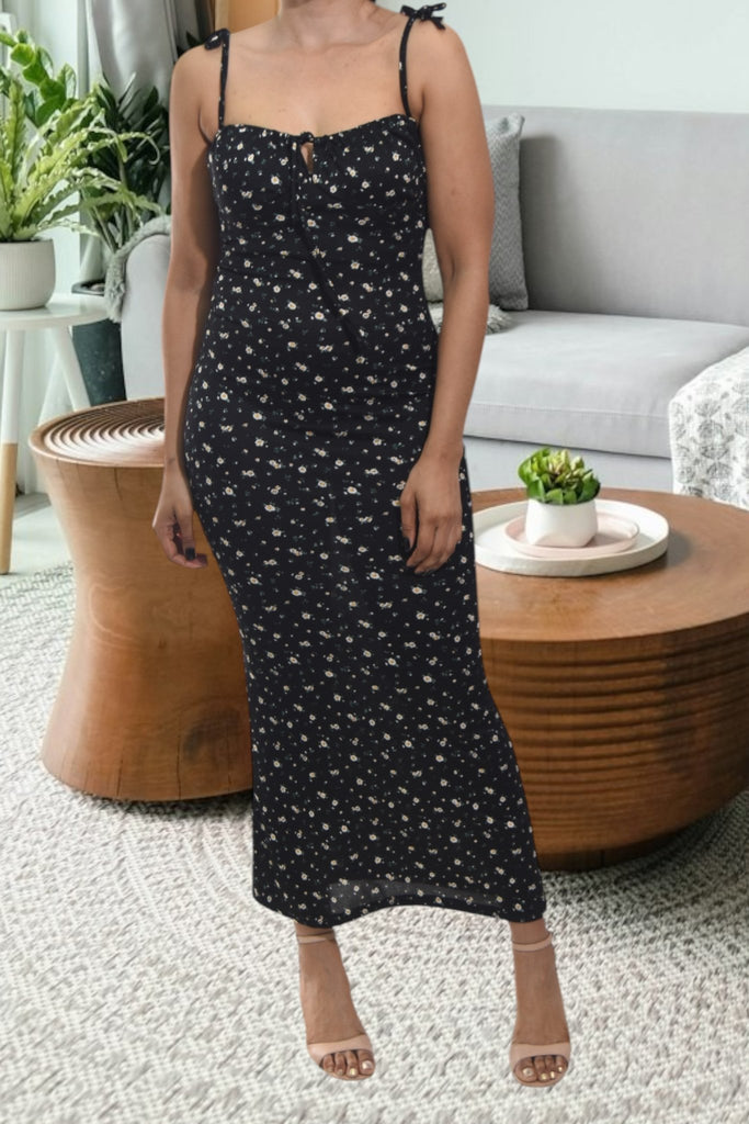 Ladies Shoulder Tie Black Dress - StylePhase SA