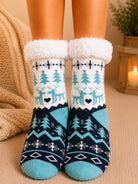 Ladies Silicone Thermal Slipper Socks - Green And Black - StylePhase SA