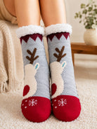 Ladies Silicone Thermal Slipper Socks - Grey Rudolf - StylePhase SA
