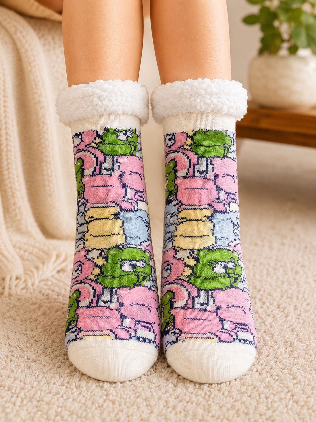 Ladies Silicone Thermal Slipper Socks - Multi Color - StylePhase SA