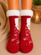Ladies Silicone Thermal Slipper Socks - Red - StylePhase SA