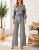 Ladies Silver Shimmer Tie Jumpsuit - New Feeling - StylePhase SA