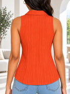Ladies Sleeveless Collar Top -Orange - StylePhase SA